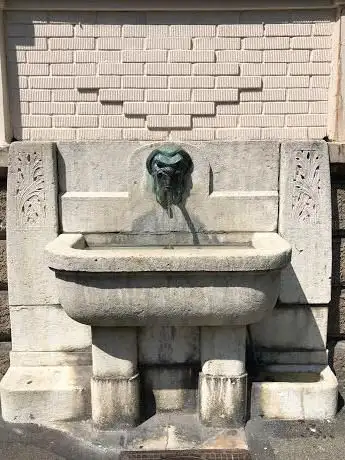 Wandbrunnen mit Broncekopf von Emil Abry (#KiÃ¶R)